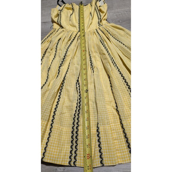 Vintage Ilene Ricky 1950s 1960s Party Dress Full Yellow Gingham Sleeveless - Picture 9 of 13